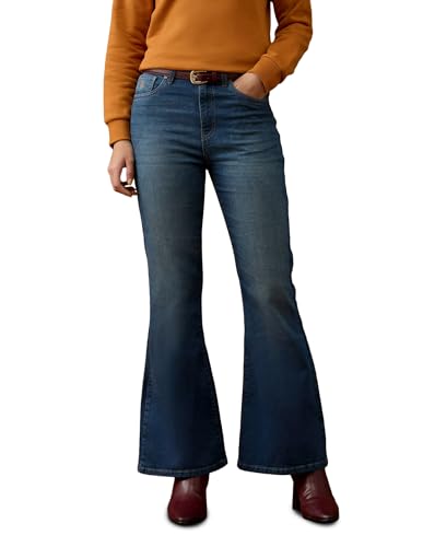 U.S. POLO ASSN. High Rise Extreme Flare Fit Jeans (UWAW25JEN440_Blue_36)