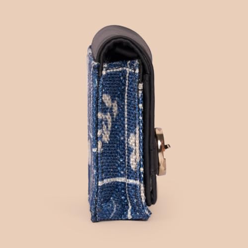 ZOUK Demi Wallet for Women – Stylish Denim Crossbody with Chain Strap & Silver Accent | Handcrafted Wallet with Zipper Pocket, Card Slot & Water-Resistant Lining | Lakshadweep Azure