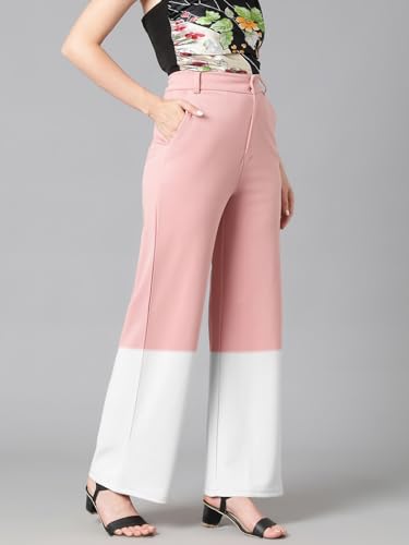 KOTTY Women's Straight Leg High-Rise Stylish Designer Trousers(Multicolor,26)
