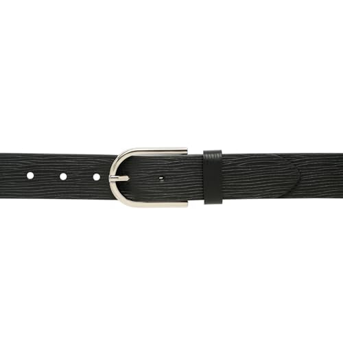 TYBELT Black Spanish Genuine Leather Belt for Men | Adjustable Waistband up to 36 Inches | Belt for Jeans & Dress Pants | Belt with Heavy Buckle_123_36