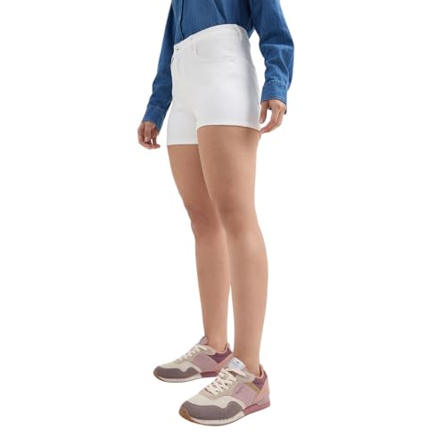 Pepe Jeans Women White High Rise Stretch Denim Shorts