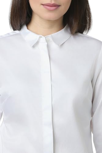 Women White Solid 3/4th Sleeves Formal Shirt