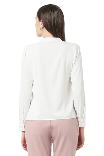 Van Heusen Women's Solid Regular Fit Blouse (VWTSCRGPF31771_White