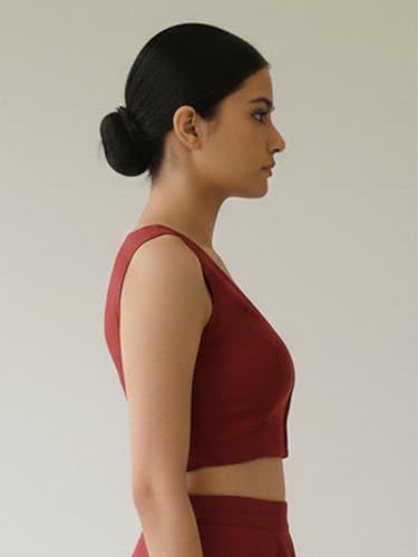 Thevasa Women's Dupion Raw Silk Modern Twist Blouse