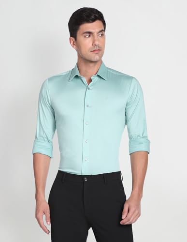 Arrow Men's Slim Fit Shirt (ANAFSH1028_Green