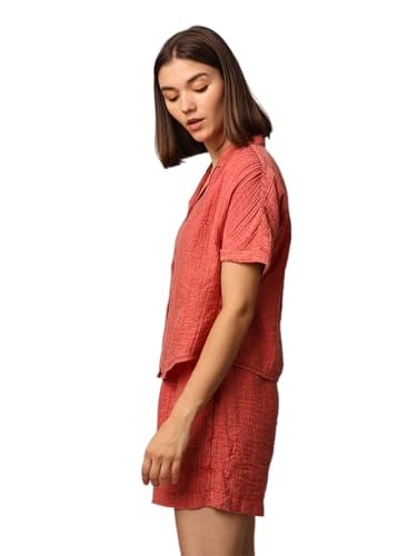 ONLY Women Regular Fit Red Shirt
