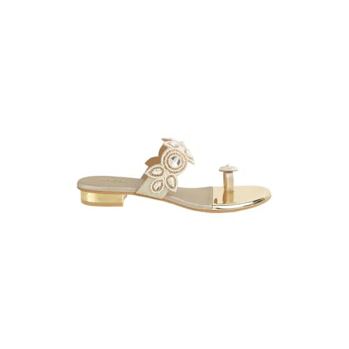 Mochi Women Off White Embellished Ethnic/Wedding Slip-on Sandal UK/8.5 EU/42 (35-1522)