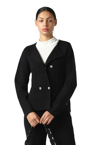 Women Black Solid Round Neck Sweater