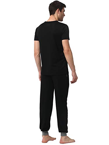 Mack Jonney Men's Cotton Regular Fit Night Suit Pajama Set Black X-Large Pack of 1-V_Blk_D9_Blk_02-XL - Co-Ord Sets