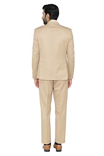 WINTAGE Men's Polyester Cotton and Evening 2 Pc Suit : Beige
