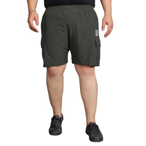 Bigbanana Plus Size Men's Regular Fit Solid Shorts (Rezo-Olive,Olive,6XL)