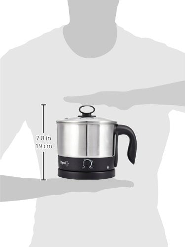Pigeon Kessel Multipurpose Kettle (12173) 1.2 litres with Stainless Steel Body, used for boiling Water and milk, Tea, Coffee, Oats, Noodles, Soup etc. 600 Watt (Black & Silver)