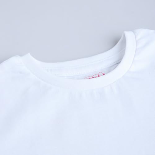 Hopscotch Girls White Short Sleeves Pure Cotton Basic T-Shirt for Ages(3-4 Years)