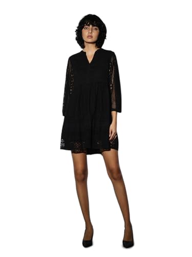 ONLY Women's Cotton Blend Classic Mini Casual Dress (9007478-Jet Black_Jet