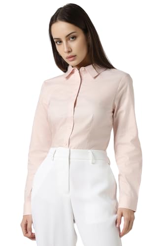 Van Heusen Women Pink Textured Long Sleeves Formal Shirt