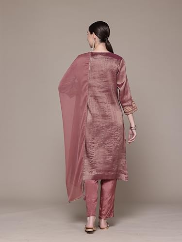 Aarke Ritu Kumar Purple Swarman Festive Round Neck Kurta With Pant And Dupatta