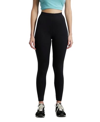 Jockey Women's Slim Fit Cotton Blend Leggings with Concealed Elastic Band (AW87_Black_M_Black_M)