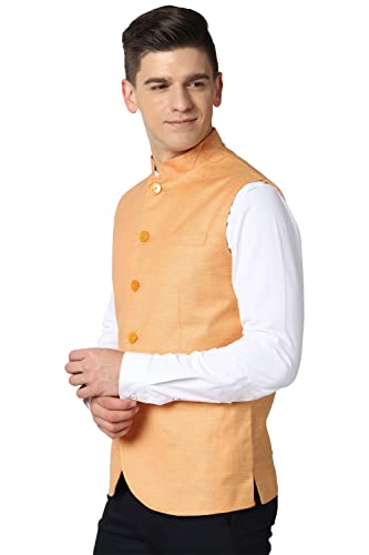 Peter England Men's A-Line Coat (PINJOTLFW69097_Orange_L)