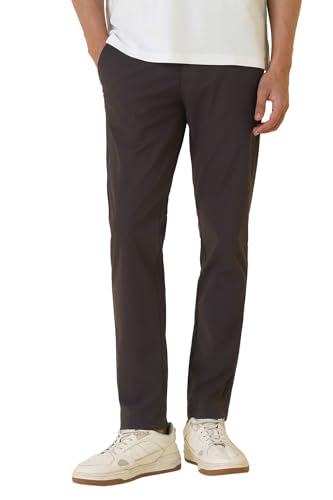 Men Brown Solid Casual Trousers
