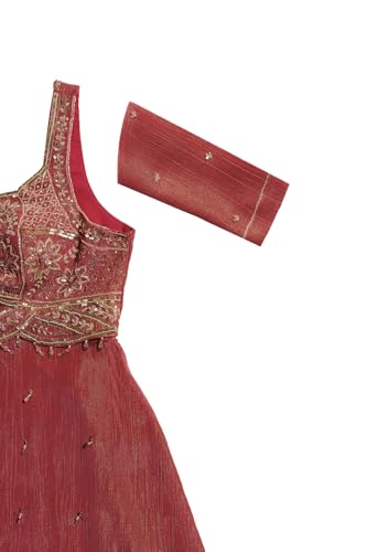 Soch Womens Onion Pink Tissue Floral Salwar Suit With Beads