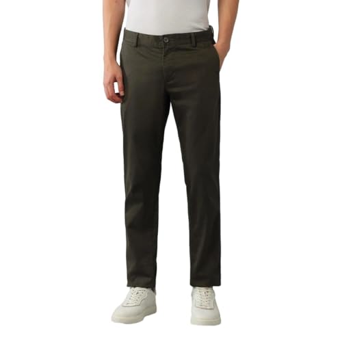 Arrow Men's Printed Slim Fit Acrylic Casual Trouser Olive