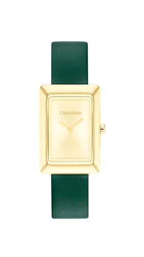 Calvin Klein Ck Styled Qtz Basic Gold Rectangle Dial Women's Watch|Leather Material|Multi Color Band - 25200397