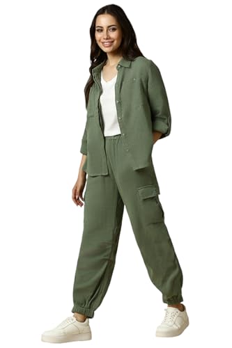 Allen Solly Women's Regular Track Pants (AHJGARGH082880_Olive