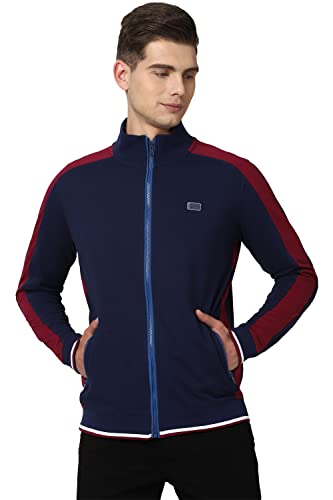 Peter England Men's Cotton Blend High Neck Sweatshirt (PJSTJRGF295396_Navy_M)