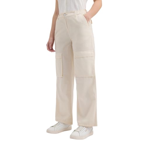 Pepe Jeans Women's Loose Pants (PL211854_Ecru White