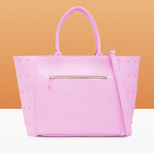 Caprese Midge Medium Tote Bag for Women | Stylish Faux Leather Shoulder Bag with Multi-Compartment, Adjustable & Detachable Strap | Fits Up to 16-Inch Laptop | Ideal for Work, Travel, Shopping (Pink)