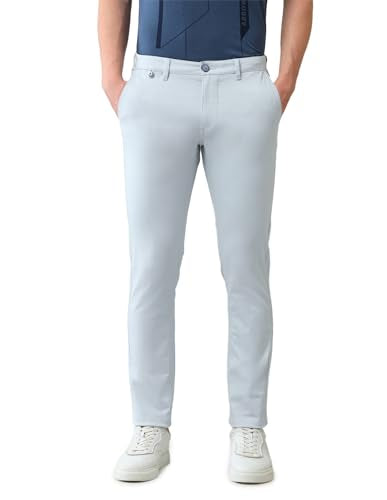 Arrow Sports Men's Mid Rise Slim Fit Trouser Light Blue