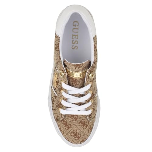 GUESS Women's Loven Sneaker, Medium Brown 219, 5 UK