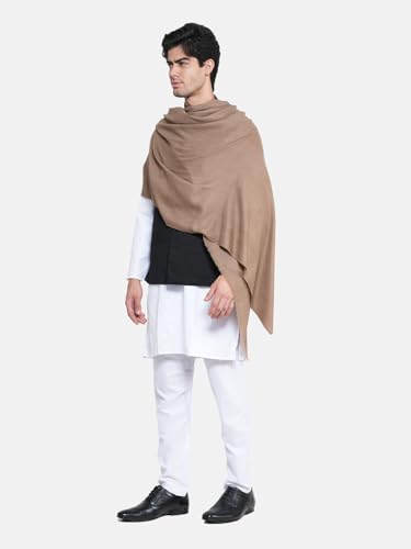 MUFFLY Men's Fine Wool Solid Shawl, Extra Soft Warm - Light Weight,Brown size-40 inch*80 inch