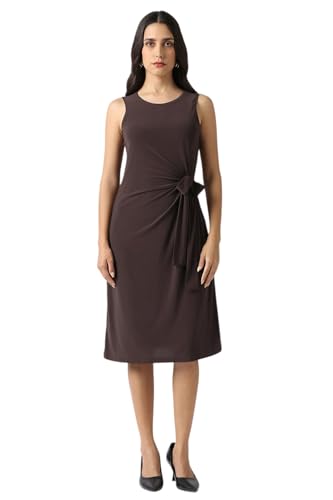 Women Brown Solid Casual Dress