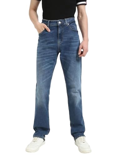 Mid-Wash Slim-Fit Mid-Rise Jeans Blue