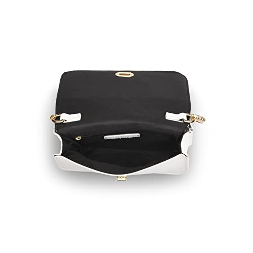 Accessorize London Women's Faux Leather Woven Chain White Evie Sling Bag