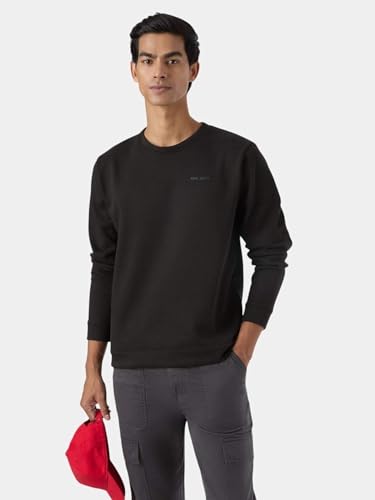 Pepe Jeans Black Solid Mens Long Sleeves Sweatshirts