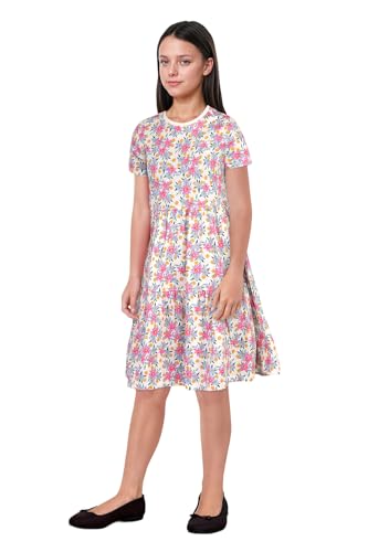 Allen Solly Girl's Cotton A-Line Knee-Length Dress (AGDRERGFK43423_Multicolour