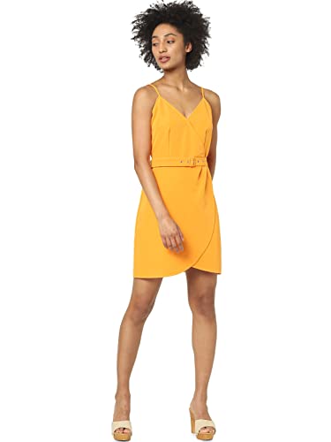 Only Women's Polyester A-Line Mini Dress (15257455- Flame Orange_L)