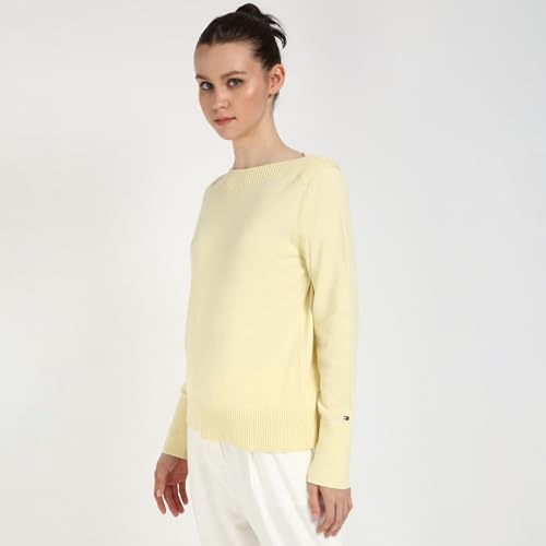 Womens Yellow Solid Sweater