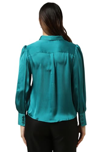 Allen Solly Women Green Textured Long Sleeves Shirt