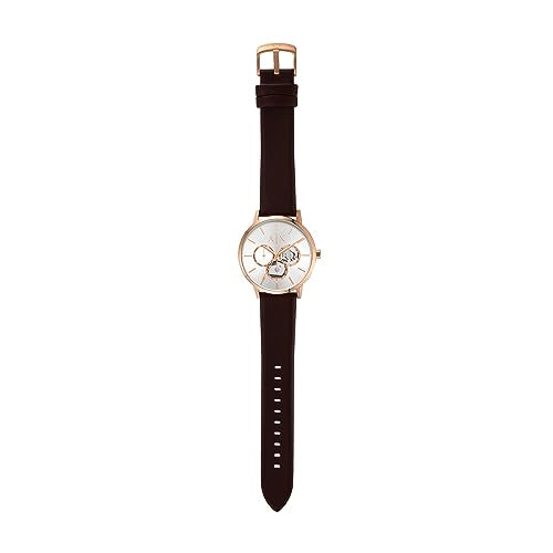Armani Exchange Analog Silver Dial Men's Watch-AX2756 Genuine Leather, Brown Strap