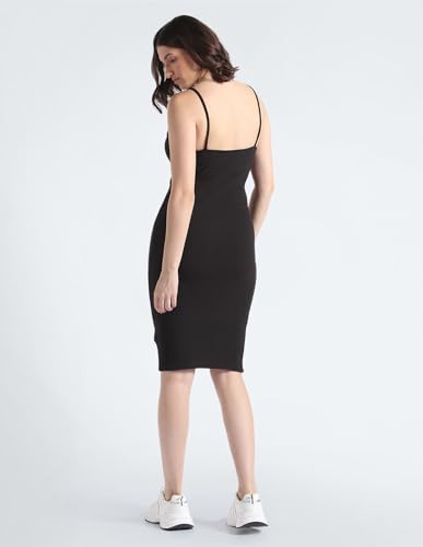 Calvin Klein Women's Polyester Bodycon Above The Knee Dress (J20J221149BEH_Black_M)