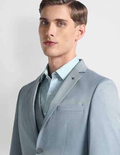 Arrow Men's Polyester Single Breasted Business Suit Pants Set (ARAHSU5543_Grey