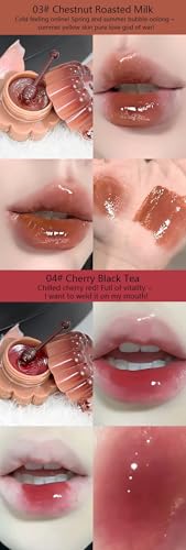 Cappuvini Jelly Pudding Solid Lip Gloss | Plumping Mirror Shine Lip Lacquer | Smooth Application Moisturizing Lip Butter | Trendy Shades Baby Pink Burgundy Mocha Peach Nude Coffee Brown | Pendant Wearable Mold Compact Mini Size | Gen Z Y2K Aesthetic Kawai