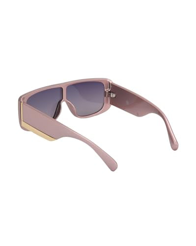 Carlton London Pink and Gold Toned with Blue Polarised Lens Shield Sunglass for women