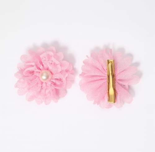 Tresneria Kids Sunglasses and Hair Accessory Combo set of 2 – Heart Design Pink Gradient Glasses with Matching Flower Clips