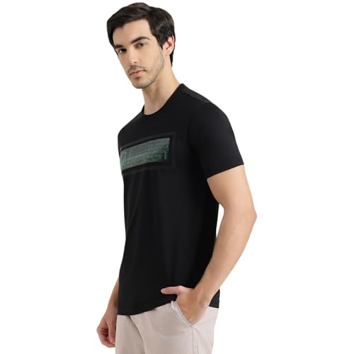 United Colors of Benetton Regular Fit Round Neck Printed T-Shirt (Size : KL) - 26P3ZSTJ3516I100 Black