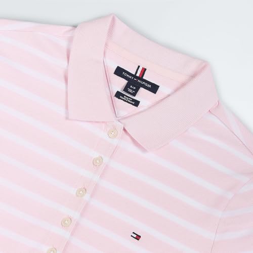 Tommy Hilfiger Pink Striped Polo Collar Short Sleeves Women Polo Dress (L)