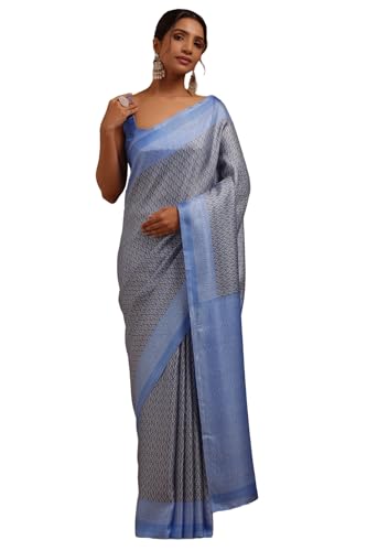 Soch Womens Blue Art Silk Floral Print Saree